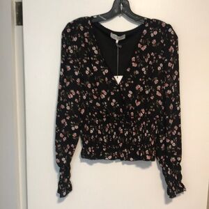 NEW WAYF Floral Black Top